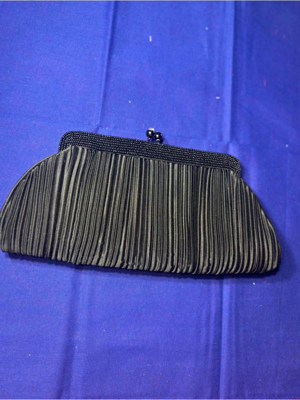 Talbots Black Pleated Evening Clutch EPC